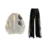 Комплект одежды - Бежевый свитшот + Черные штаны