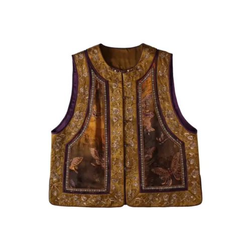 QUEDIT Фиолетовый дымчатый конверт Золотой женский жилет