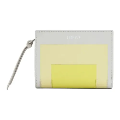 LOEWE Albers Коллаборация Napa Голень Кожа Кошелек Маленький Женские Светло-серый Светло-желтый Вода Синий