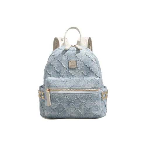 OCTSUI Denim Backpack Medium Women's Blue OCTSUI Деним Рюкзак Средний Женский Синий