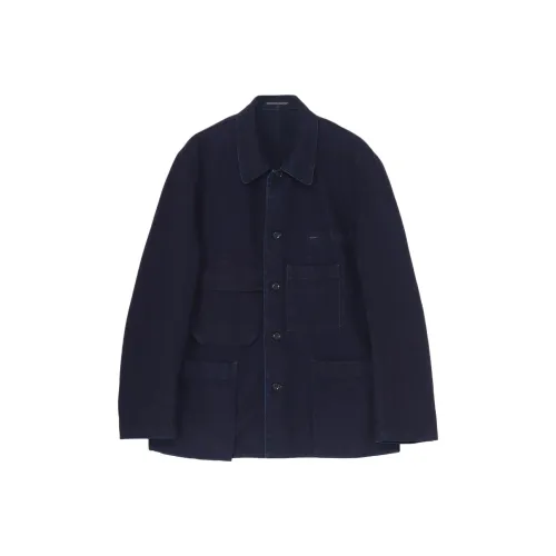 Yohji Yamamoto Pour Homme FW25 BS Елочка Деним 5BS OVERLAP Карман Блоузон Куртки и Пальто Мужской