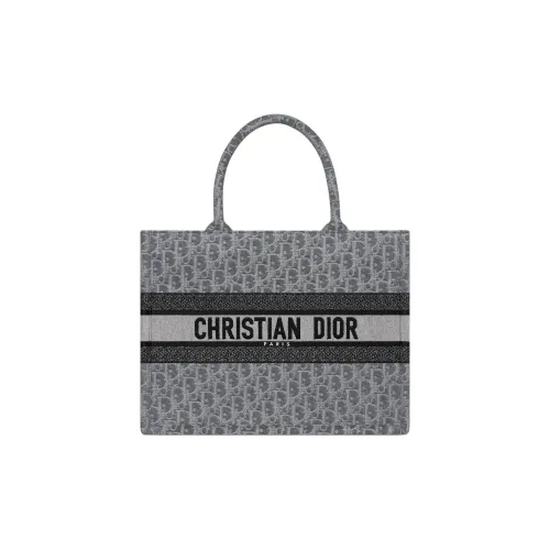 DIOR BookTote Хлопок Тоут Сумка Сумка для покупок Сумка среднего размера Женская Серый