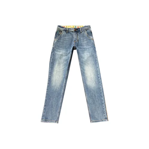 GUSHILANG Светло-синие мужские джинсы