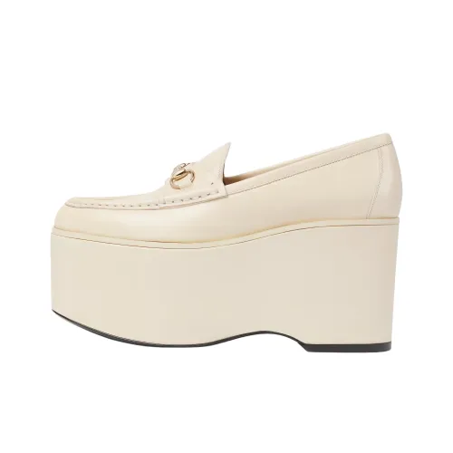 GUCCI Застежка Horsebit 24 Весенняя Летняя Коллекция Лоферы 9 см Женские Белые