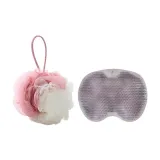 Розово-бежевый, Бомбочки для ванны + Серый, Мат для ног