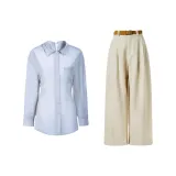 Рубашка цвета далёкого неба, брюки цвета шампанского абрикоса