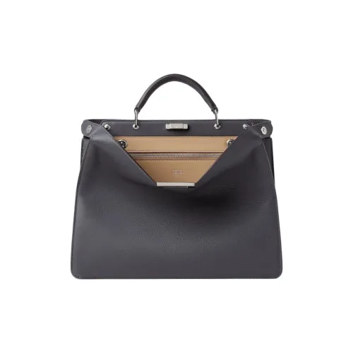 FENDI Peekaboo ISeeU Телячья кожа Сумка через плечо Сумка Средний Мужской Серый