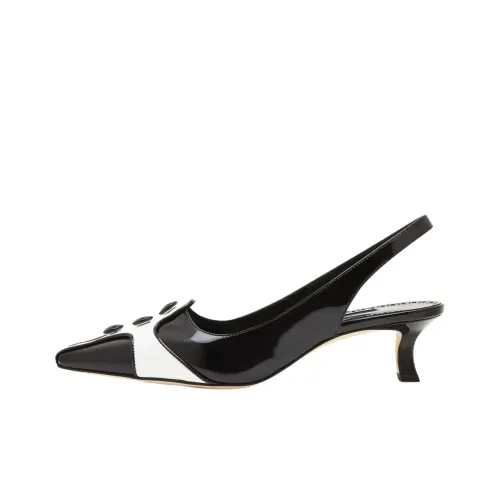 MANOLO BLAHNIK Pergamum Узкий каблук Высокие каблуки 5 см Женские Черный Белый