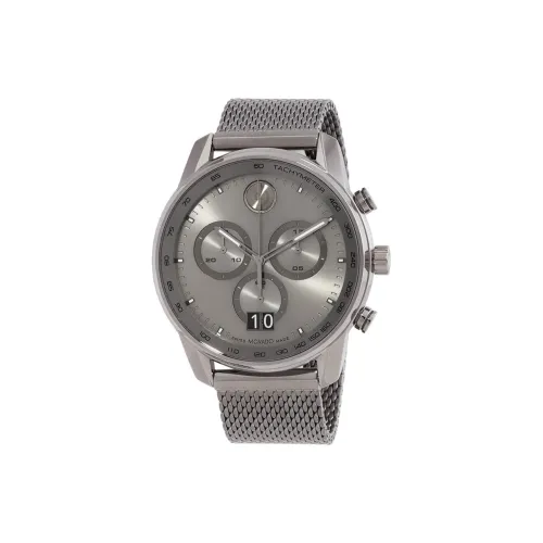 MOVADO Кварцевый механизм Мужские часы Часы 48 мм Серый циферблат Стальной корпус Стальной ремешок