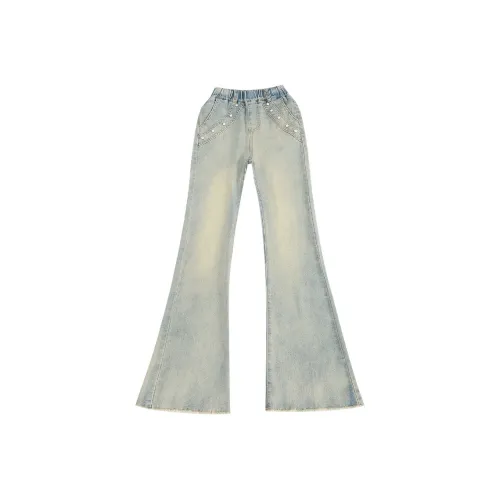 La Cergo Стразы Украшенные Искрящиеся Расклешенные Джинсы Детские