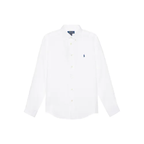 Polo Ralph Lauren Однотонная рубашка Весна Лето и ОСЕНЬ Детская Белая