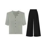 Мерцание Зеленый Топ + Черные Магические Брюки