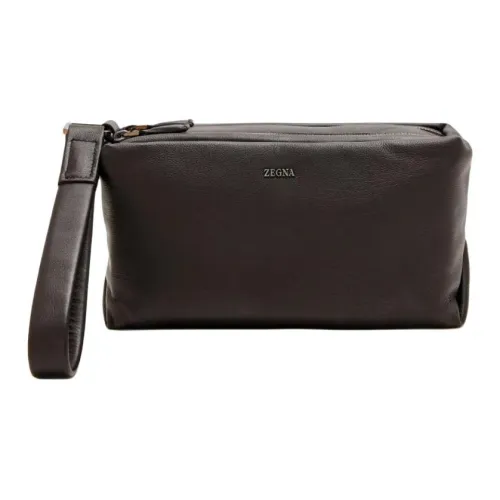 Zegna Телячья кожа Туалетная сумка Мужская Умбра