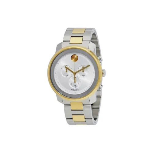 MOVADO Кварцевый механизм Мужские часы Часы 43 мм Серебристый циферблат Корпус из нержавеющей стали Ремешок из нержавеющей стали