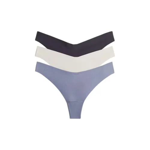 H M 3 пачки Серый Синий + Темно-Серый + Кремовый Женские Стринги