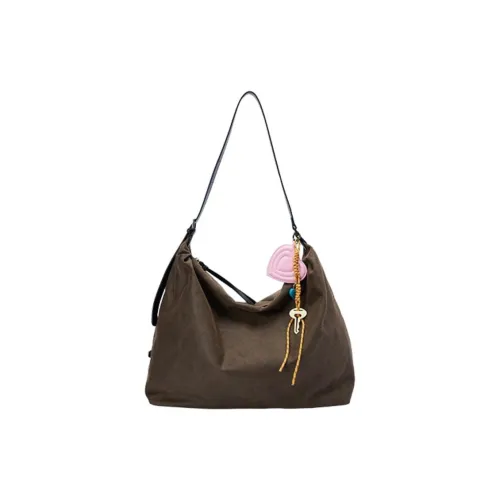 URBAN REVIVO Ткань Сумка через плечо Большая Женская Кофейно-коричневая