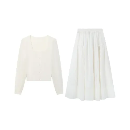 THE SEA LIFE Мороженое Топ + Белая Полу-Юбка Женские Комплекты с Юбкой