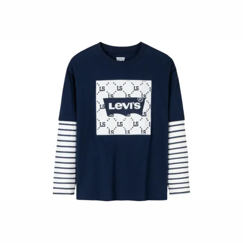 Levi's Удобная длинная рубашка с длинным рукавом темно-индиго для детей 3-7 лет