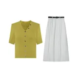 Горчичный Желтый Топ + Камелия Белая Юбка