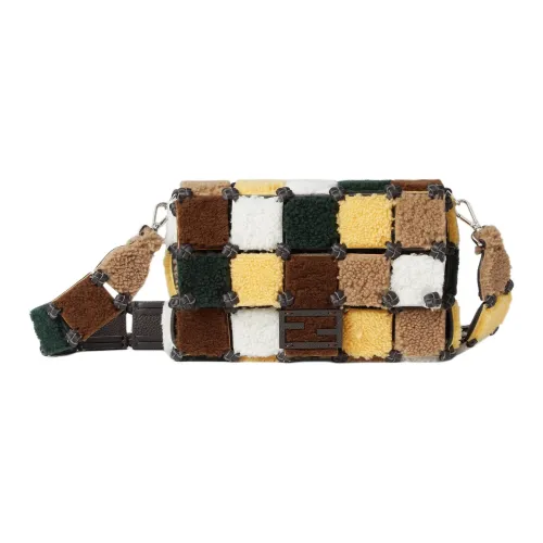 FENDI Baguette Shearling Crossbody Bag Shoulder Bag Обычный Унисекс Многоцветный