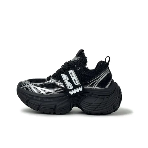 Lanza Винтаж Paris Шокабсорбенты Противоскользящие Устойчивые к истиранию Дышащие Низкий Топ Кроссовки с Толстой Подошвой Унисекс Черный