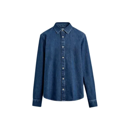 ZARA Мужские рубашки светло-синие