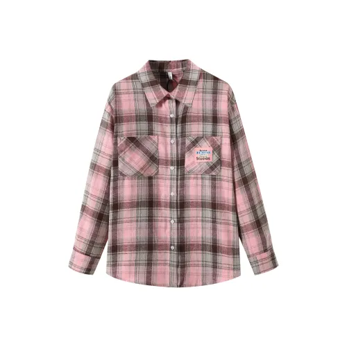 DDXZXIZI Нежно-розовый Женские Рубашки