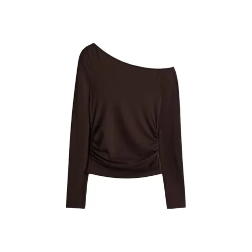 H M Темно-коричневые женские футболки