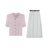 Вишневый цветок Розовый Топ + Камелия Белая Юбка