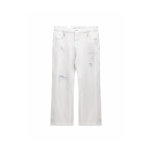 GUAISHOUSHIYANSHI Серый Белый Унисекс Джинсы