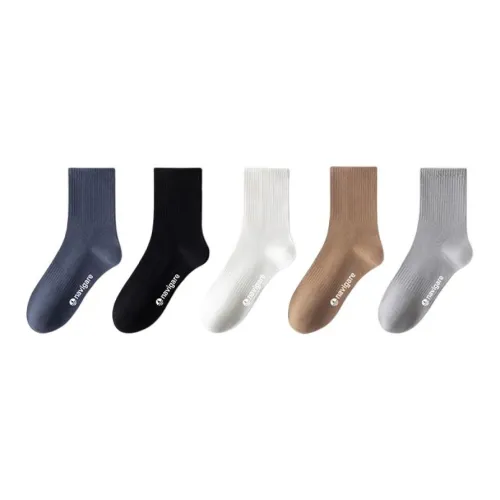 NAVIGARE [5 пар] Azure+Black+White+Milk Tea+Light Gray Мужские носки MID до икры