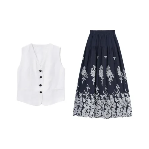 THE SEA LIFE Камелия Белый+Темно-Синий Женский жилет