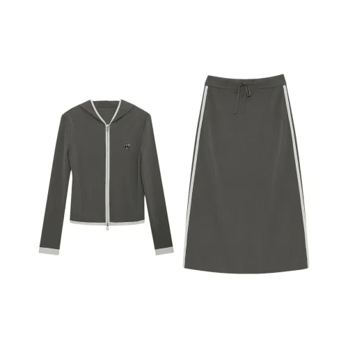 THE SEA LIFE Чайный коричневый Топ + Чайный коричневый Юбка Женские Юбочные Комплекты