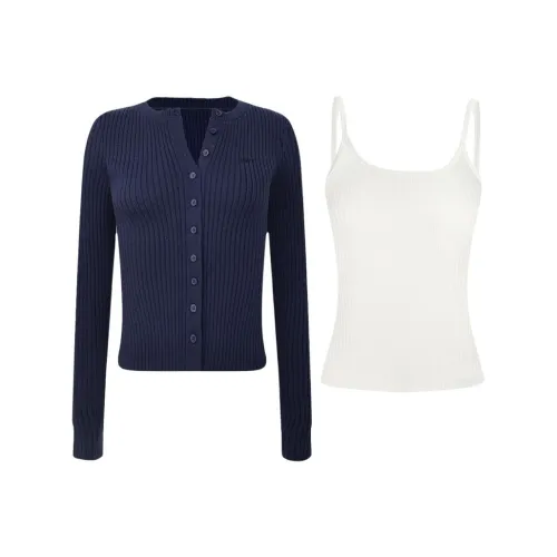 CBDVY Темно-синий + Белый Женские Повседневные Костюмы