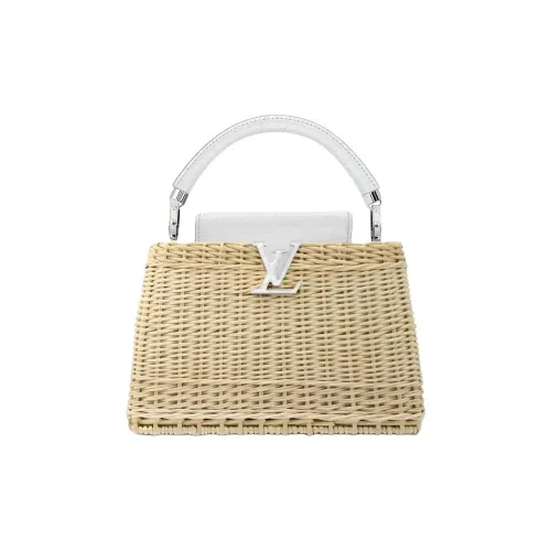 LOUIS VUITTON Capucines Прутья ивы Кожа крокодила Capson Сумка Женская Натуральный Белый