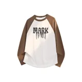 [100% cotton Color Block Реглан] Кофейный (Спрей-он Готический Центральный логотип)