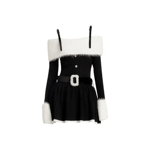 MITX Черные Женские Длинные Платья с Длинными Рукавами