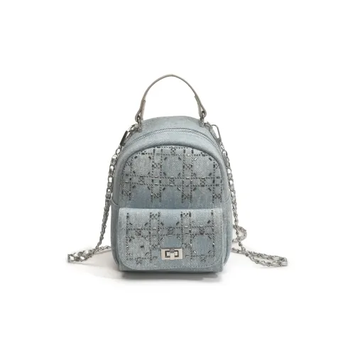 RIVMIND Denim Backpack Standard Women's Light Blue Dark Blue Black RIVMIND Деним Рюкзак Стандартный Женский Светло-Синий Темно-Синий Черный