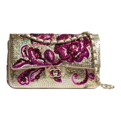CHANEL Classic Flap CF Lambskin And Gold Metal Shoulder Bag Women's Metal Multicolor CHANEL Classic Flap CF Овечья шкура и золото металл плечевая сумка женская металл и многоцветный