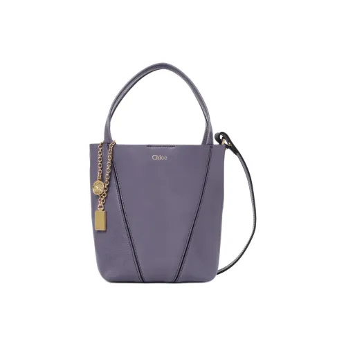 Chloe SPIN Коровья кожа Тоут Сумка Сумка для покупок Сумка на плечо Сумка Маленькая Женская Темная тень Фиолетовый