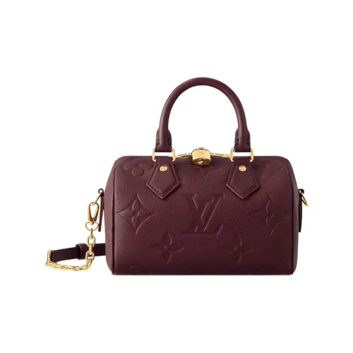LOUIS VUITTON Speedy Сумка через плечо из крупнозернистой коровьей кожи женская бордового цвета
