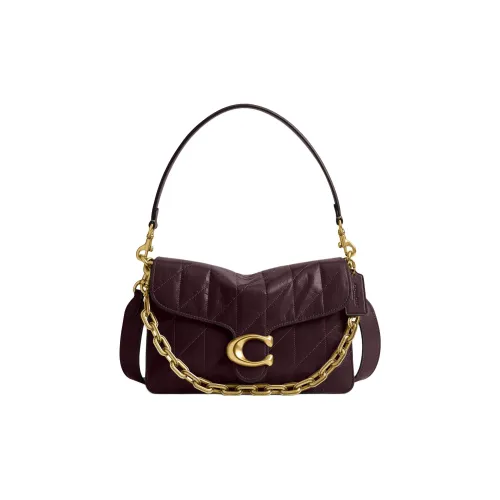 COACH ChainTabby Коровья кожа Сумка через плечо Сумка на плечо Средняя Женская Красная Каштановая