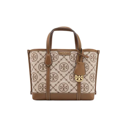 TORY BURCH Perry Jacquard Leather Tote Bag Shopping Bag Shoulder Bag Handbag Small Women's Hazelnut Brown