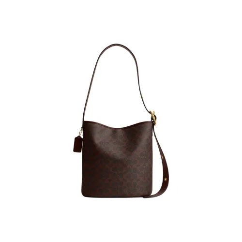 COACH Bleecker Сумка из искусственной кожи ведрообразной формы сумка через плечо большая женская кленовый коричневый