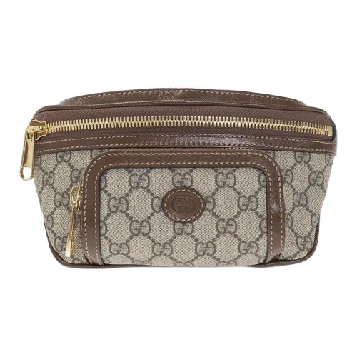 GUCCI Canvas С кожаными вставками Слинг-сумка Сумка на пояс Унисекс Эбеновое дерево Коричневый