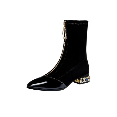 WUJI Rhinestone Slim Boots Women's