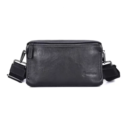 Hush Puppies Сумка из крупнозернистой текстуры коровьей кожи маленькая квадратная сумка ручная сумка через плечо плечевая сумка среднего размера мужская черная