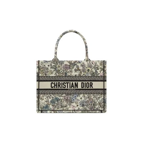 DIOR Lucky Series Хлопок Тоут Сумка Сумка для покупок Сумка среднего размера Женская Многоцветная