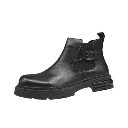 H2 Лицевая коровья кожа Classic Men's Обувь Платформа Противоскользящая Модная Боковая молния Обувь Мужской Мартин Boot Мужской