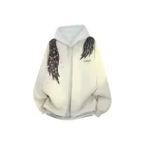 Хаки + Белый, с капюшоном, внутренний слой